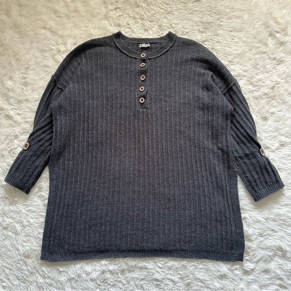 Free People Sweater Around The Clock Pullover Ribbed Charcoal Gray XS - Picture 3 of 11